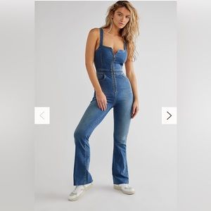 CRVY 2nd Ave One Piece Overall by Free People. Size 6. Color “Cerulean”.